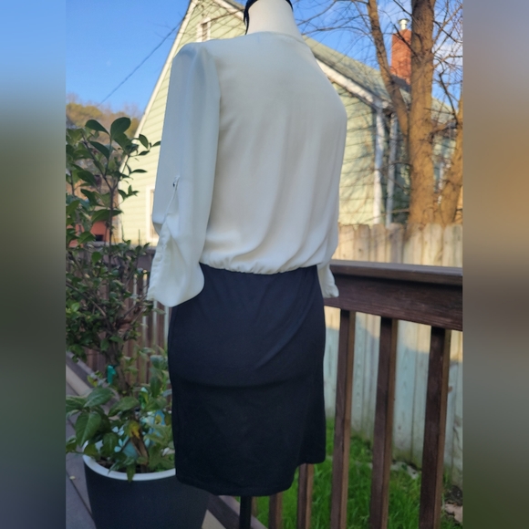 HAVE small white and black  cocktail pencil chiffon dress - Picture 4 of 8